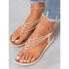 Beaded Thin Strap Bohemian Thong Sandals