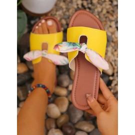 Tropical Plant Graphics Bowknot Vacation Beach Sandals