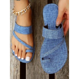 Casual Denim To Ring Slide Sandals