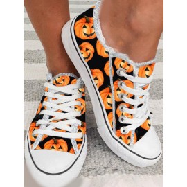 Halloween Orange Pumpkin Lace Up Espadrilles