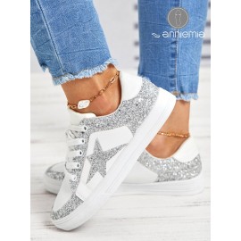 Silver Glitter Star Sneakers