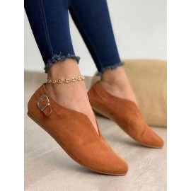 Vintage Casual V-Buckle Flat Shoes