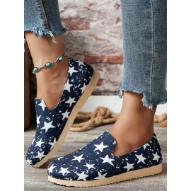 Star Print Casual Canvas Slip On Shoes